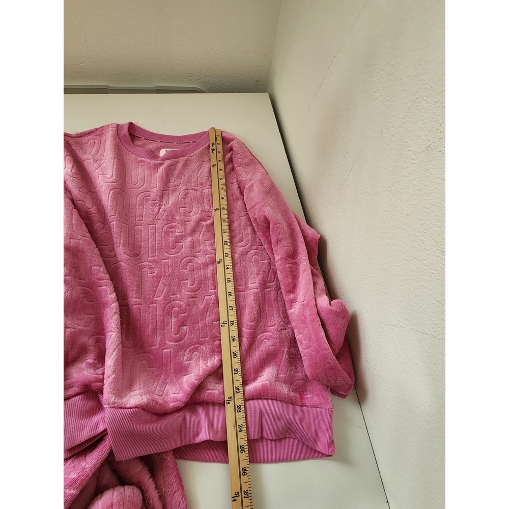 Juicy Couture Pink Plush Velour Lounge Set Embossed Logo 2 Pc Women XL NWT - Picture 3 of 11